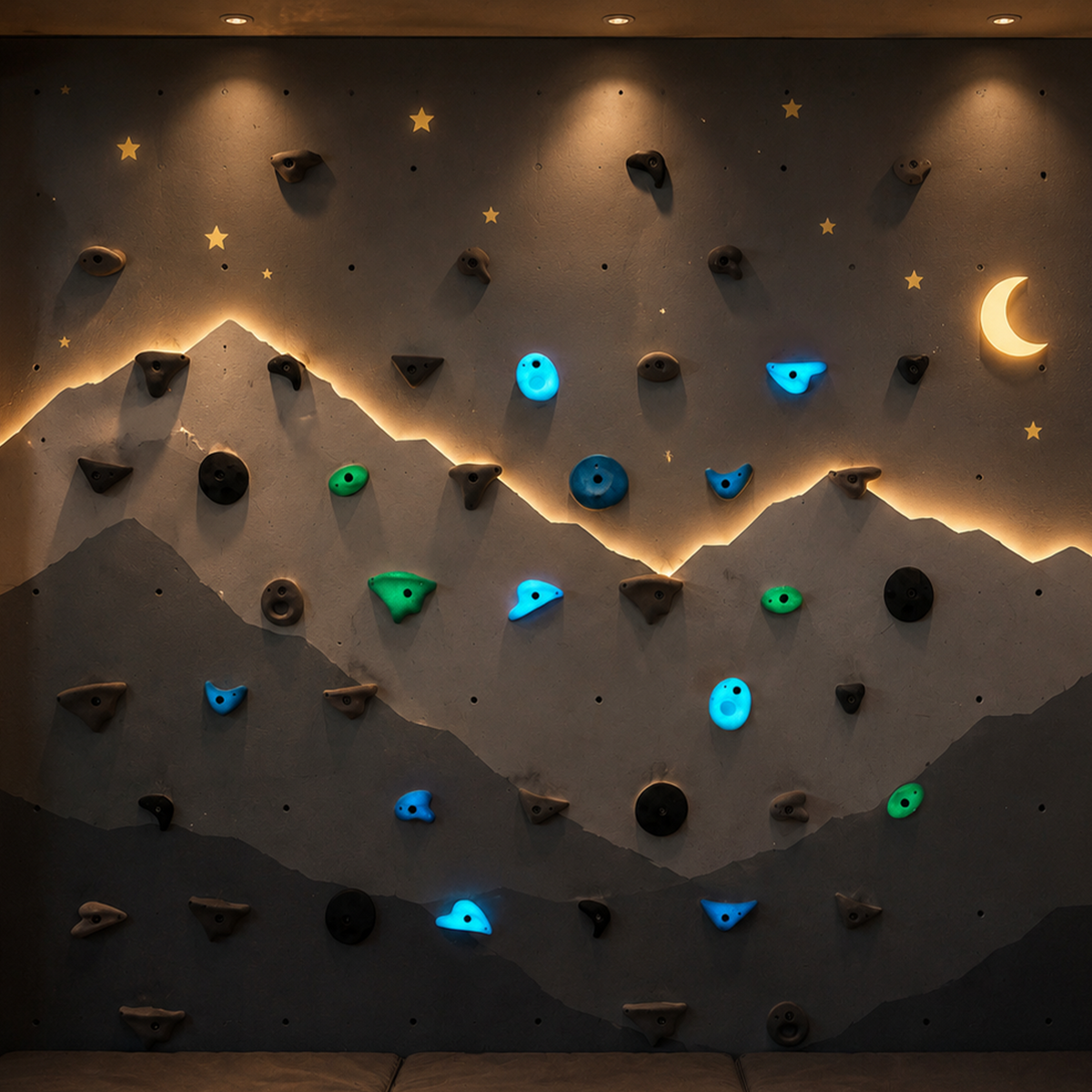 Premium Rock Climbing Holds (Aurora) - Glow-in-the-Dark Rock Climbing Holds Everett & Avery Co.