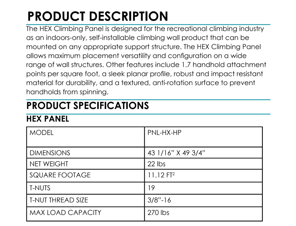 HexCore Modular Wooden Climbing Panel with Pre-Installed Hardware