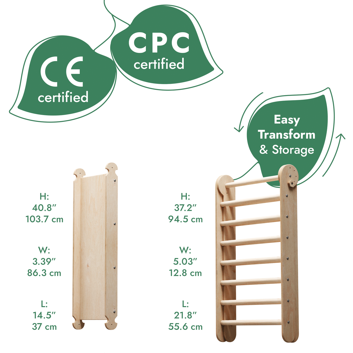 6in1 Wooden Swedish Wall / Climbing ladder for Children + Swing Set + Slide Board Goodevas