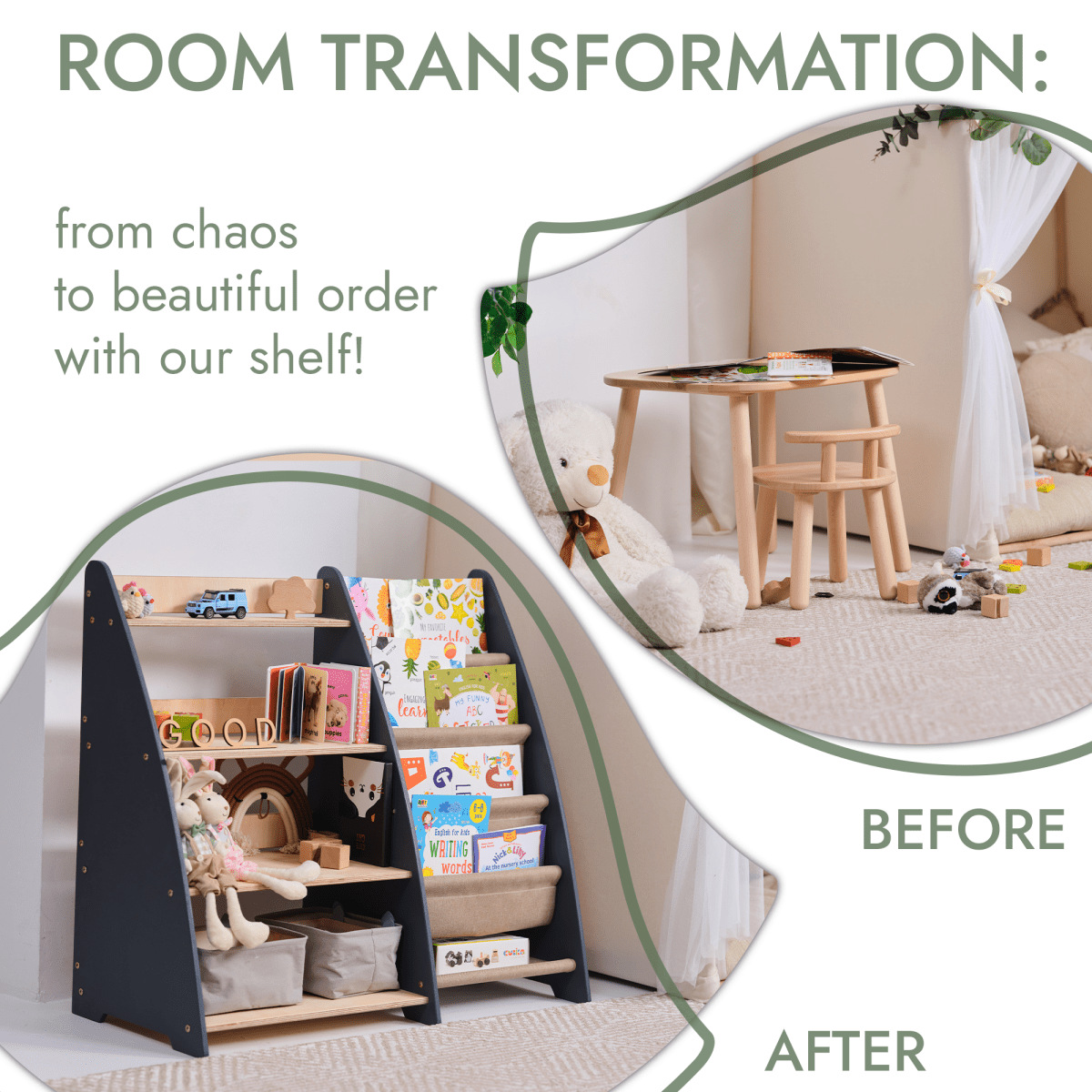 2in1 Montessori Shelf for Books and Toys Goodevas