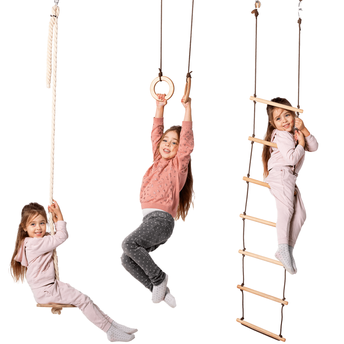 3in1 Swing & Climbing Set: Rope Ladder, Gym Rings & Disc Swing Goodevas
