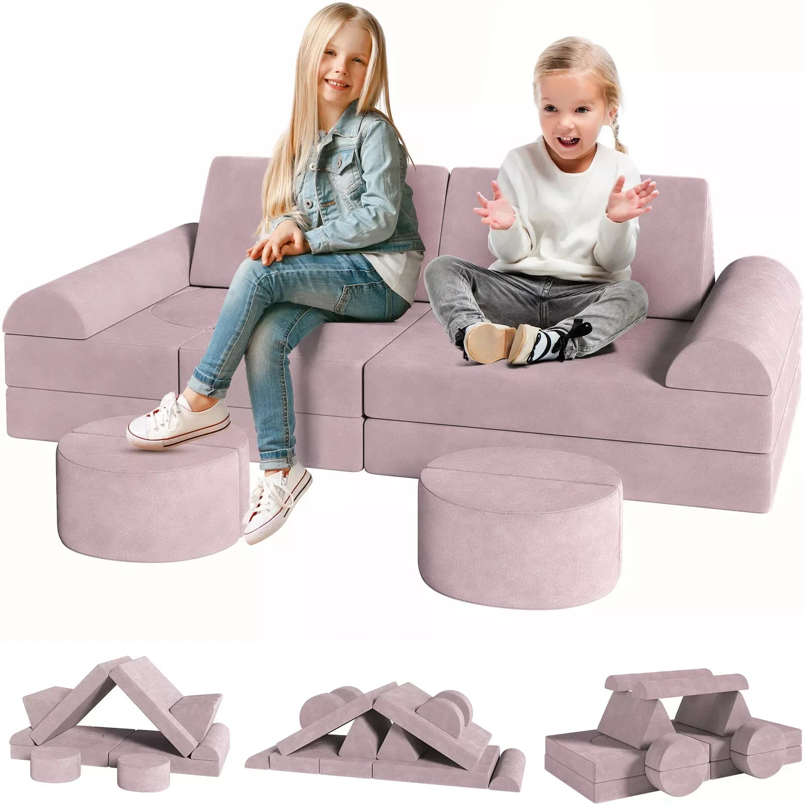 Modular Kids Play Couch – 14-Piece Convertible Sectional Sofa & Fortplay Set for Toddlers and Families The House Of Bonney