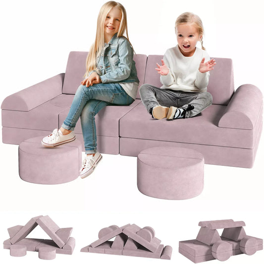 Modular Kids Play Couch – 14-Piece Convertible Sectional Sofa & Fortplay Set for Toddlers and Families The House Of Bonney
