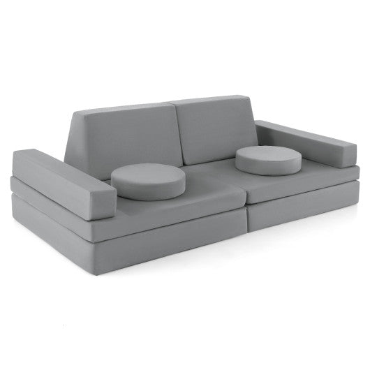 10-Piece Kids Play Couch Sofa with Portable Handle-Gray VYSN