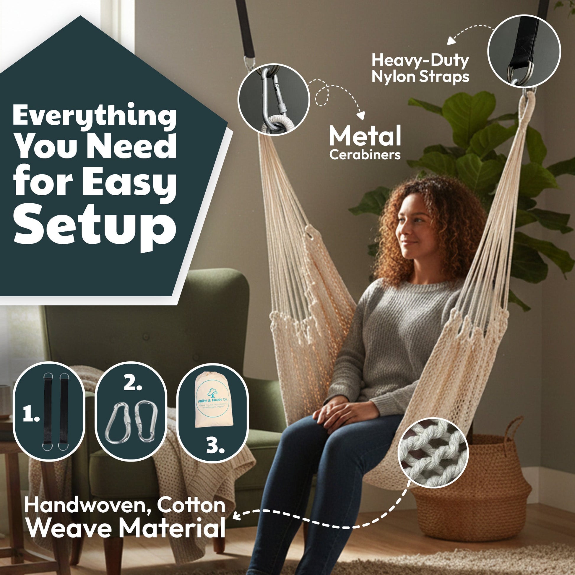Therapist-Designed Handwoven Cotton Sensory Swing Abby & Noah Co.