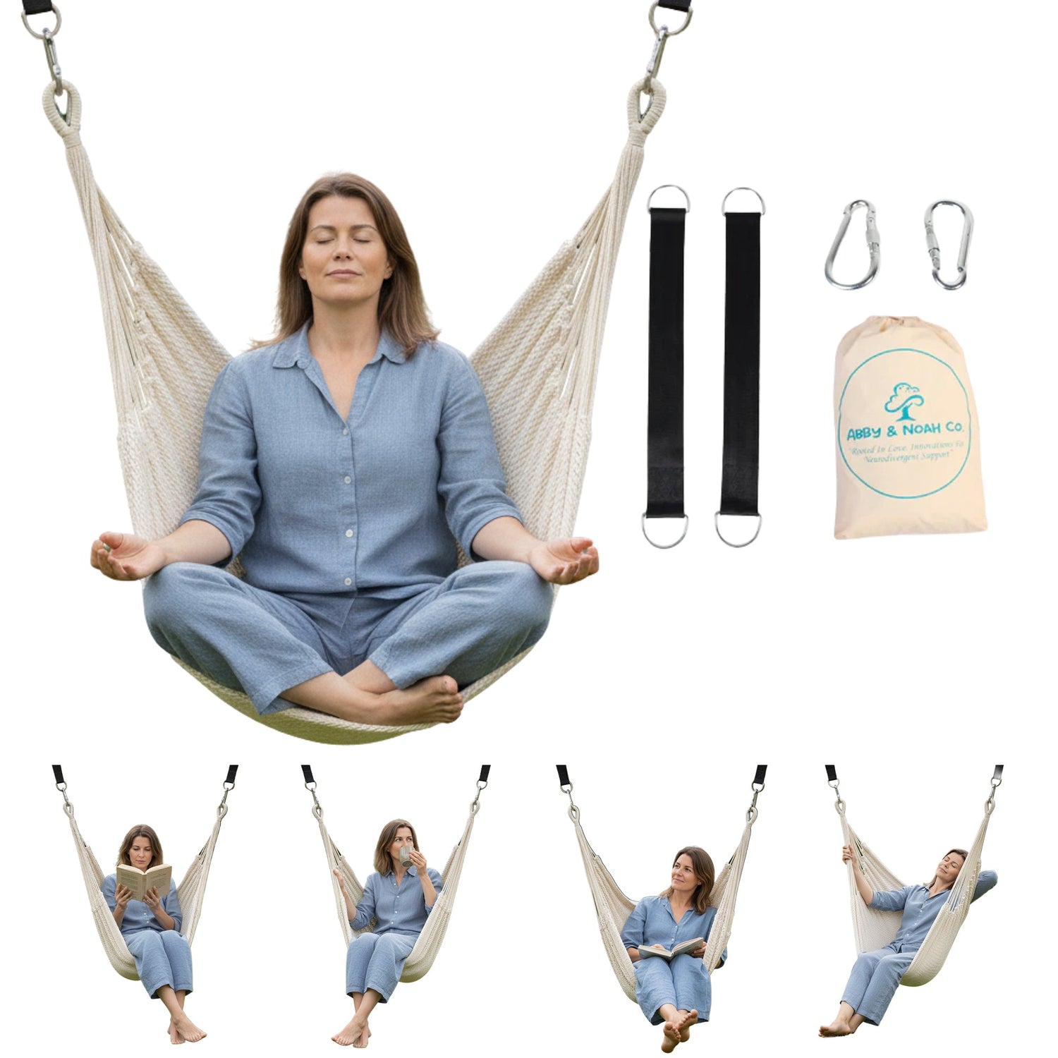 Therapist-Designed Handwoven Cotton Sensory Swing Abby & Noah Co.