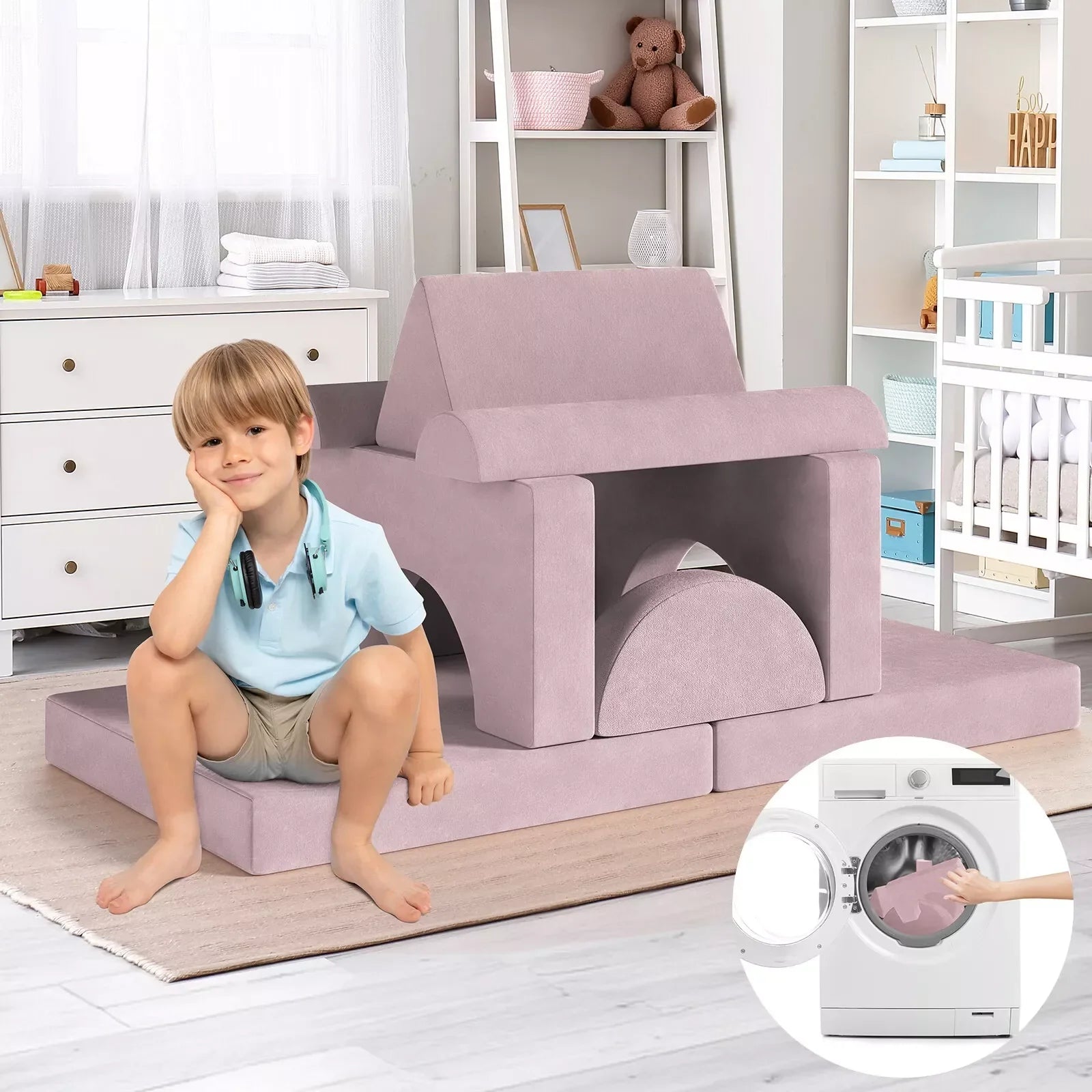 Modular Kids Play Couch – 14-Piece Convertible Sectional Sofa & Fortplay Set for Toddlers and Families The House Of Bonney