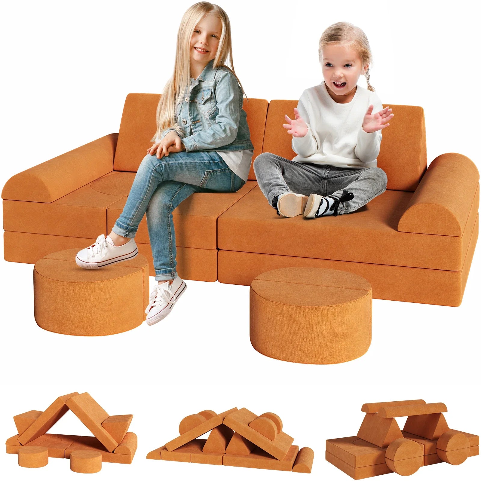 Modular Kids Play Couch – 14-Piece Convertible Sectional Sofa & Fortplay Set for Toddlers and Families The House Of Bonney