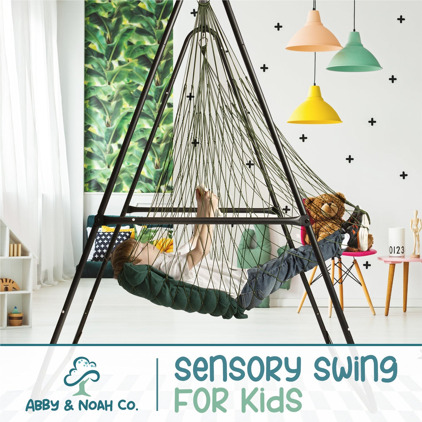 Sensory Swing for Kids Indoor or Outdoor Hammock Chair Swing Abby & Noah Co.